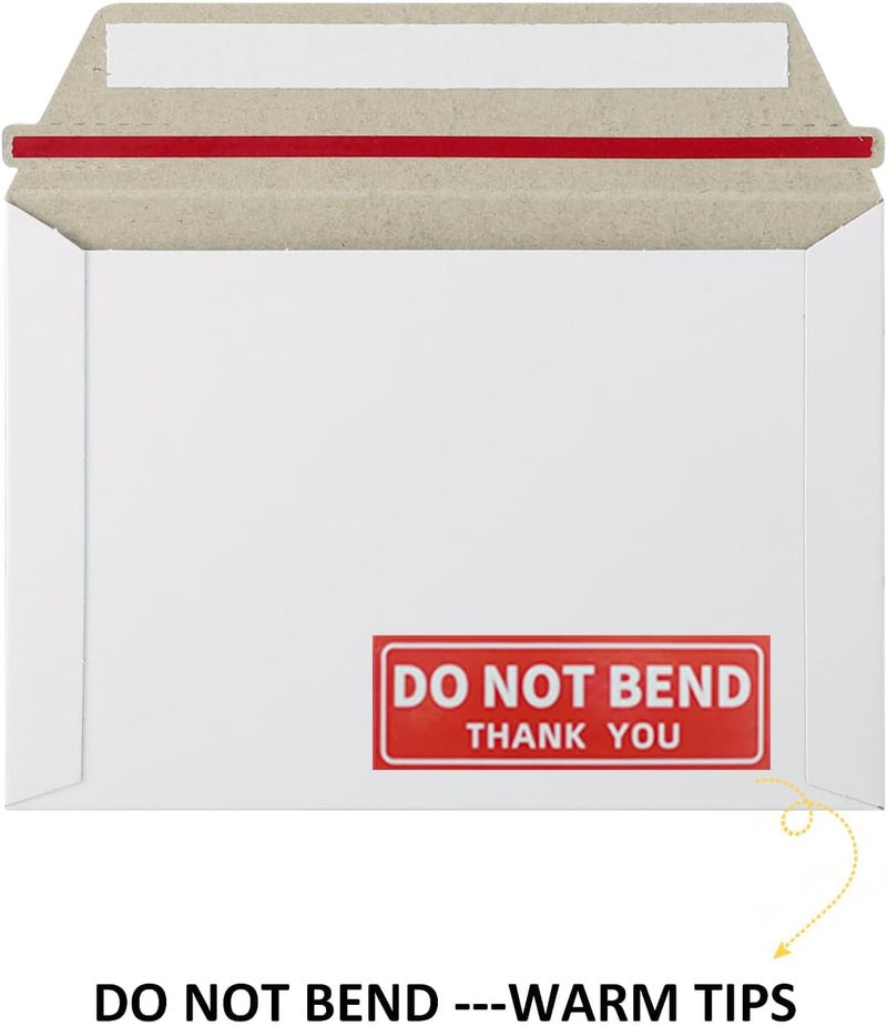 zmybcpack 100 Pack 6.5x4.5 inch Rigid Mailer Self Seal Photo Document Mailers, Stay Flat White Cardboard Shipping Envelopes White Photography Mailers for CD, Photos, Document - Image 3